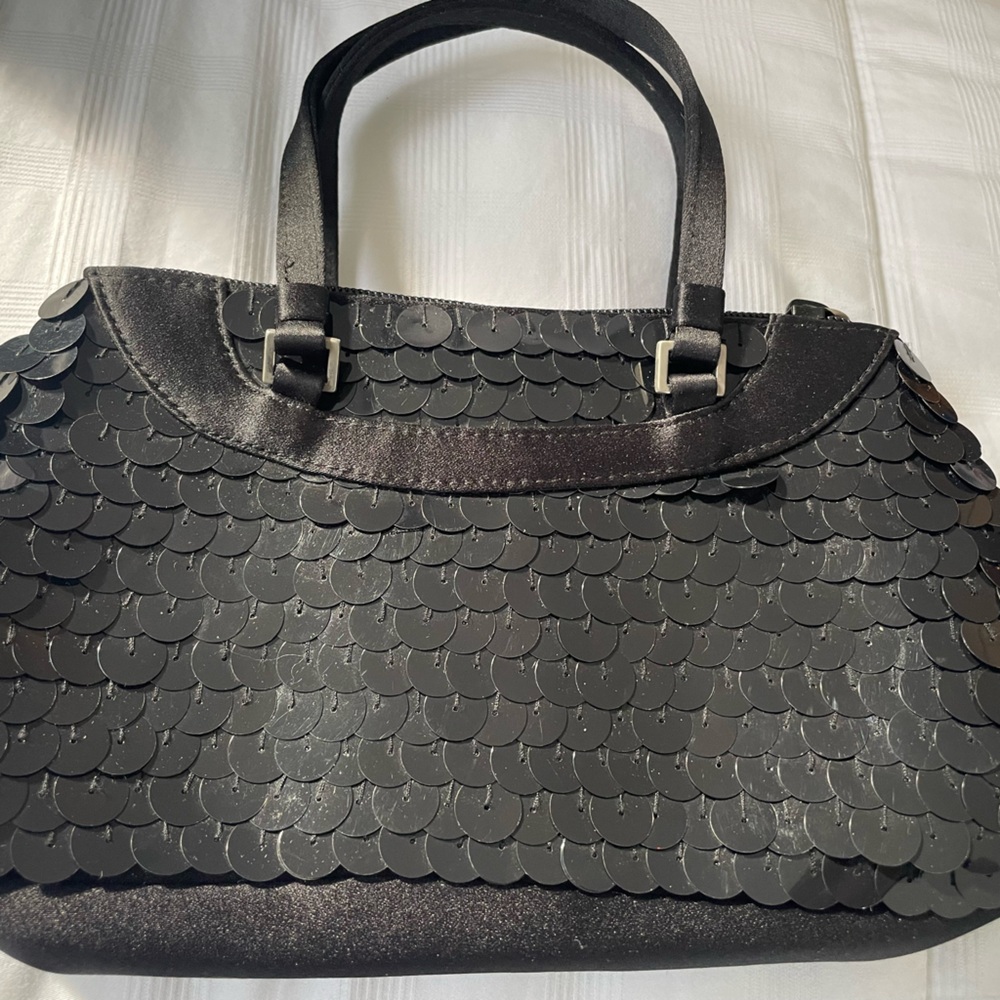 Sequin and satin evening bag